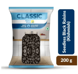Classic Seedless Black Raisins by Flipkart Grocery  (200 g)