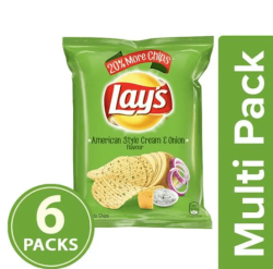 Lays Potato Chips - Calm Cream & Onion Flavour, 6x30 g Multipack